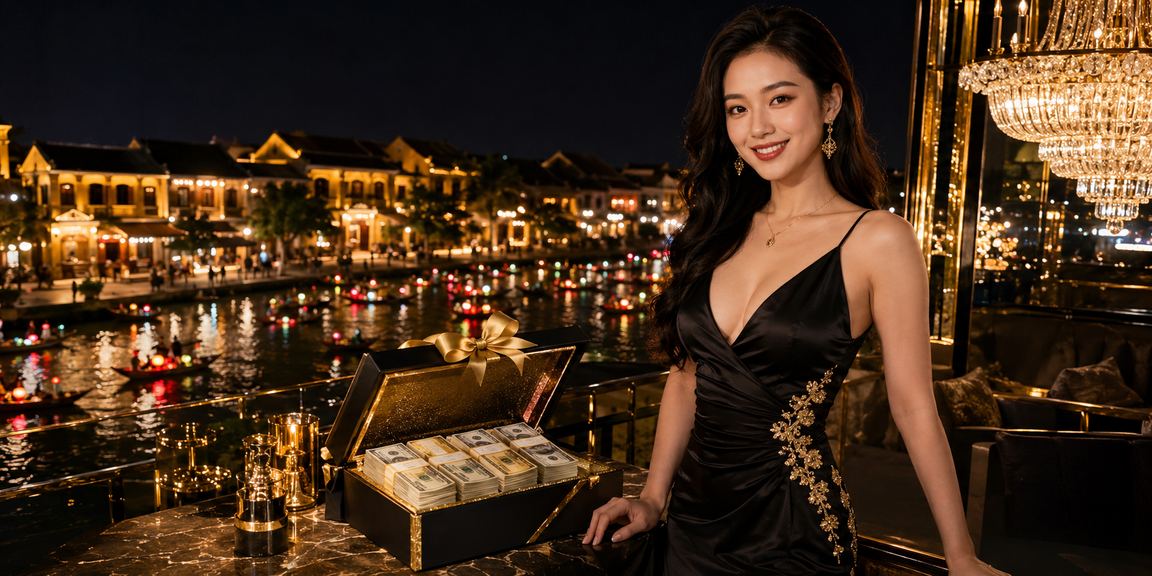 Người dùng cược trực tuyến tại Hội An với khung cảnh phố cổ và đèn lồng